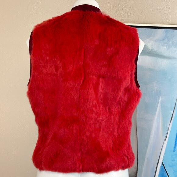 Vintage YVONNE LE MARIE red rabbit fur vest size 8 - Picture 4 of 7